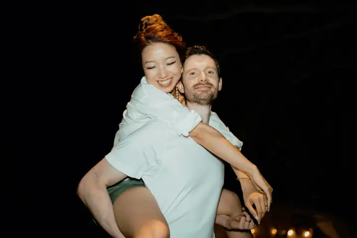Bali party photos fun piggyback