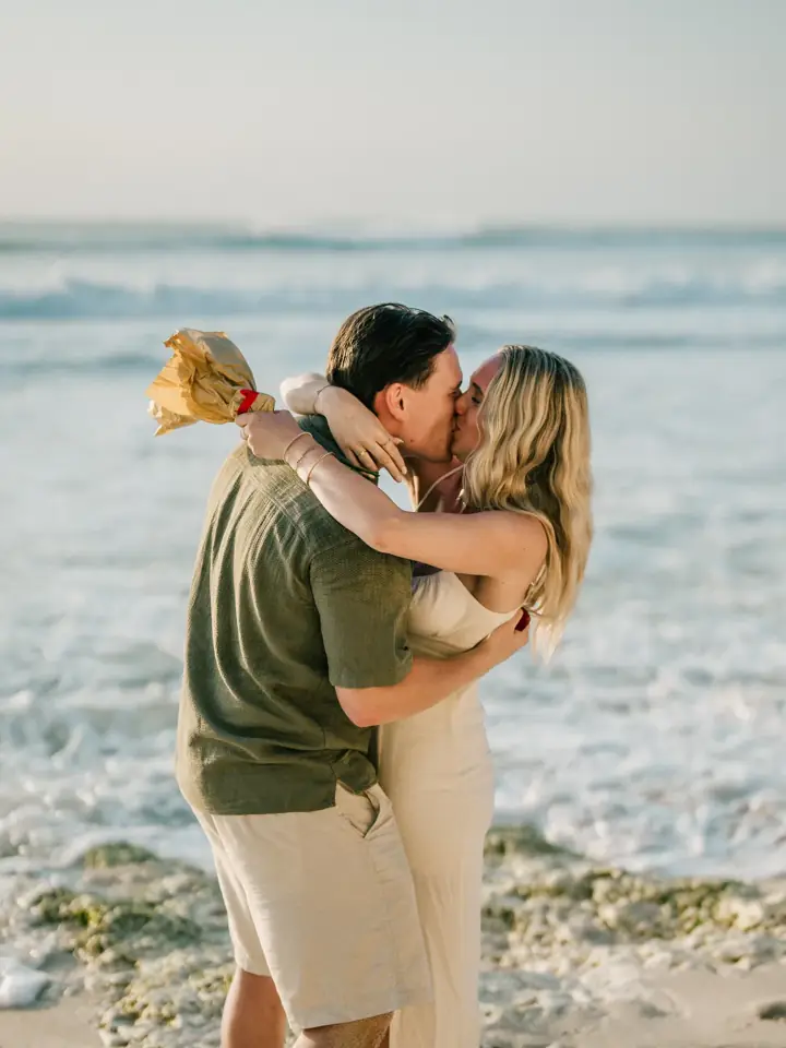 Bali proposal celebration hug